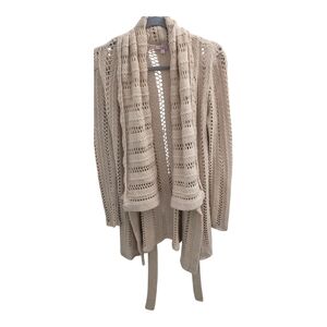 Calypso St. Barth Women's XS/SM Cream Crochet Knit Sweater Merino Camel Hair